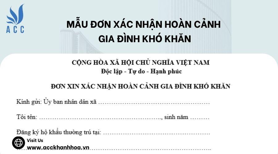 Mẫu đơn xác nhận hoàn cảnh gia đình khó khăn