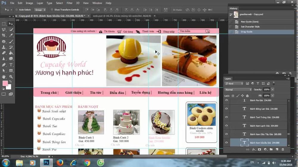 Hướng dẫn thiết kế web bằng photoshop đơn giản, hiệu quả